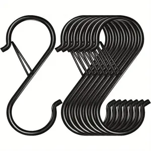 8pcs S Hooks For Hanging, S Shaped Hooks For Racks Shelf Units, Silvery S Hooks For Hanging Utensil/Plants/Pots And Pans, Heavy Duty And Rustproof, Home Organization Bathroom Accessories, Shower Curtain Hook