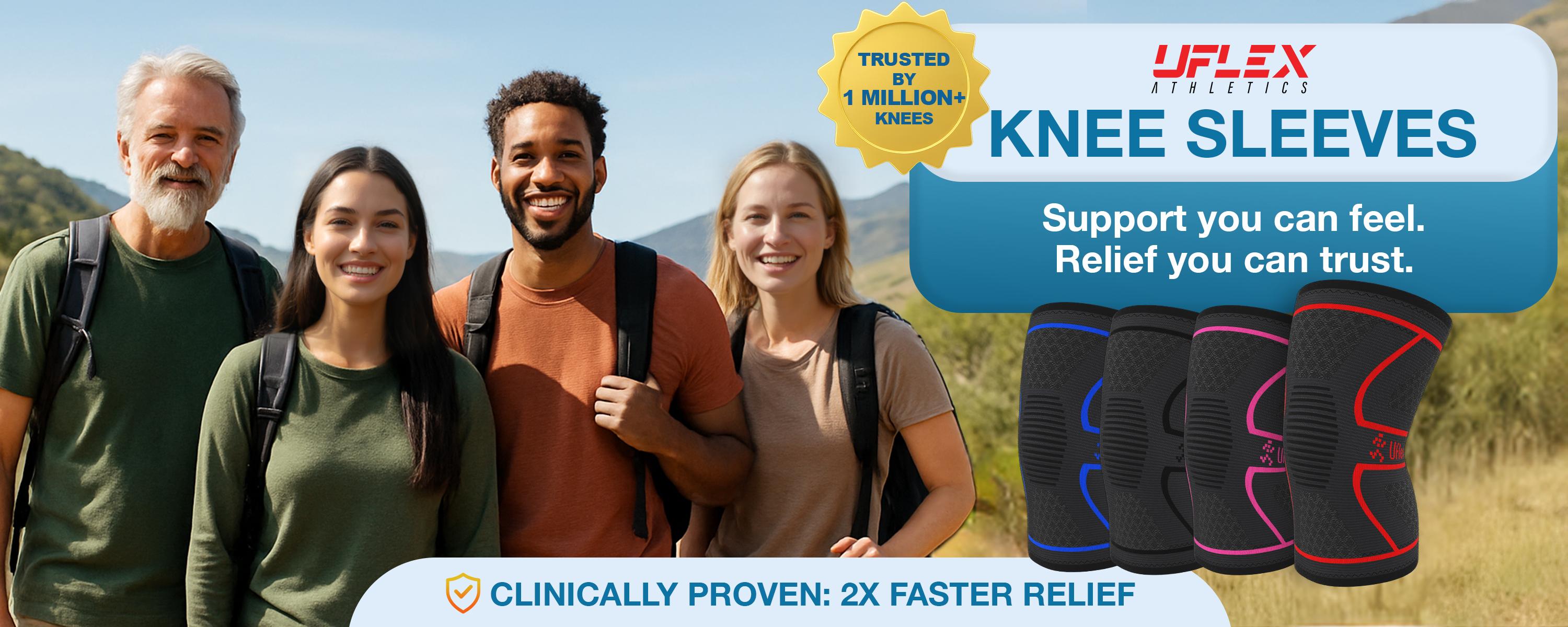 UFlex Athletics Compression Knee Brace for Women & Men Knee Sleeves Support for Sports, Running, Weightlifting, Arthritis, Meniscus Tear, ACL, Hiking, Recovery Support & Fitness