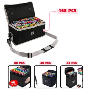 Premium Dual Tip Art Markers Set – 24/48/80/168 Set – Alcohol-Based, For Sketching, Coloring & Drawing