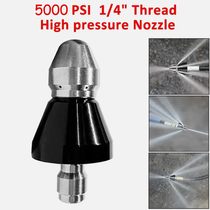 Pro-Grade Sewer Cleaning Tool, High-Pressure Nozzle (5000PSI) with 1/4" Connector, Dual-Action Pipe Cleaner for Clogs & Debris Removal