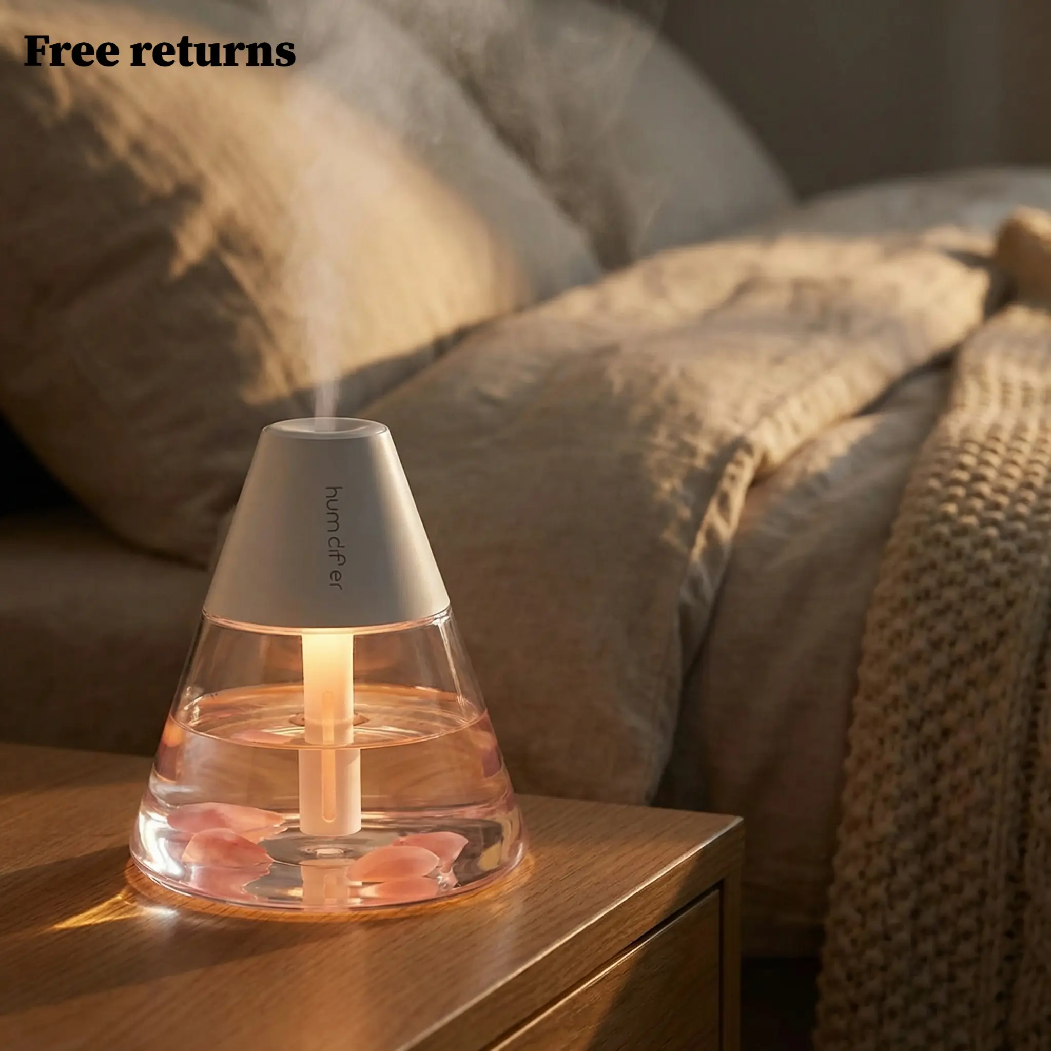 Humidifiers for Bedroom, 260ml Top-Fill, 6-Hour Runtime & 23dB Quiet, Cool Mist Ultrasonic Humidifier with Humidity Sensor & Night Light for Bedroom Office Travel Desk