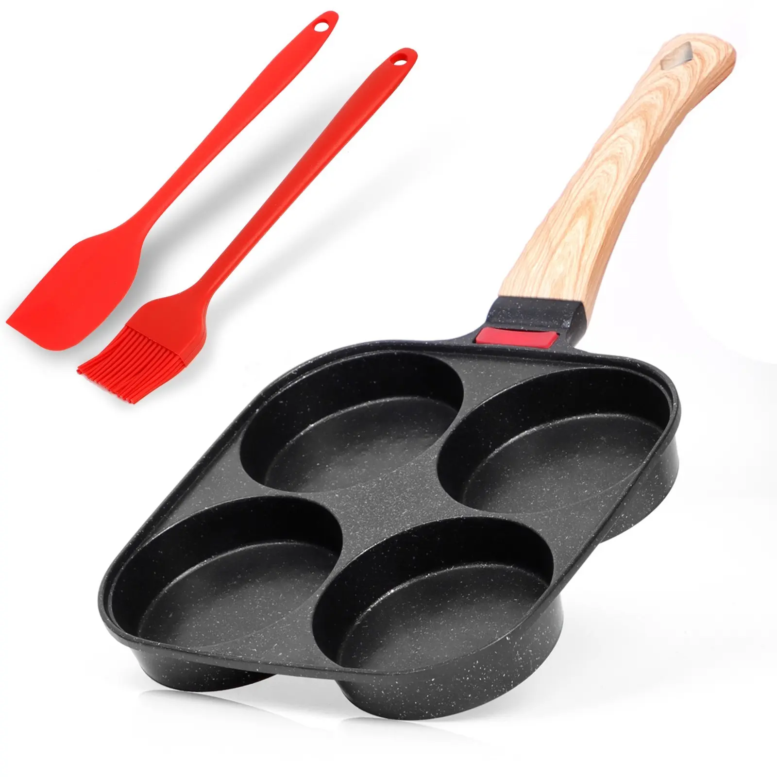 4-Cavity Nonstick Granite Egg Cooker Pan, Universal for Induction & Gas Stove, Low Smoke Healthy Cooking, Perfect Kitchen Gift for Breakfast Lovers