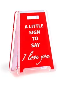 1pc Charming "I Love You" Acrylic Table Sign - Sleek Modern Design, Valentine's Day Gift, Gifts for Couples, Friends & Family, Perfect for Office Decor, Office Decoration, Home Office Decor, Clear Text Sign, Love Decor, Acrylic Plaque Sign