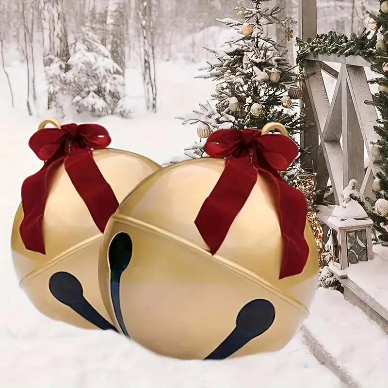 2pcs 24 Inch Giant Inflatable Christmas Ball Decorations, Festive Home Decoration, Outdoor Indoor Hanging Ornaments with Bow, Easy Install, Durable