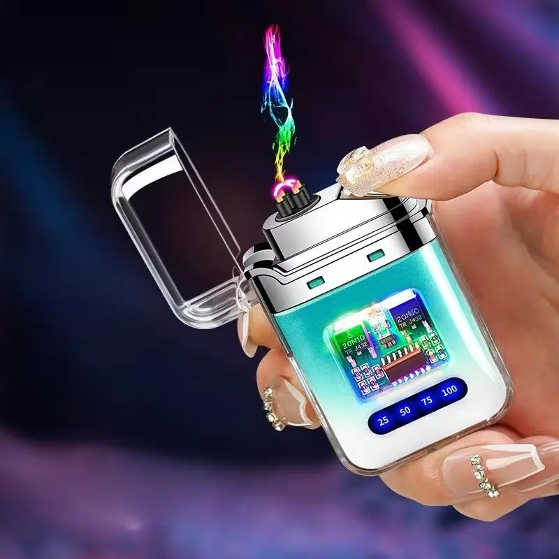 A stylish, windproof electronic lighter—exquisite and compact—equipped with a colorful LED indicator light. Ideal for outdoor travel, camping, lighting candles, and more; an essential gadget for the home and the perfect birthday gift.
