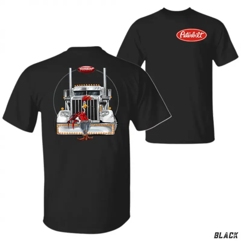 Peterbilt Rooster Semi Truck T-Shirt – Vintage 18 Wheeler Graphic Tee, Retro Trucker Style, Highway Hauler Shirt, Unisex Classic Trucking Outfit