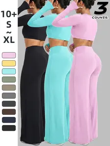 Three-Piece Women's Outdoor Running Pants, High-Waisted Straight Leg, Comfortable Yoga Fitness Trousers, Loose Fit, All Seasons, Training Leggings, Women Workout Clothes