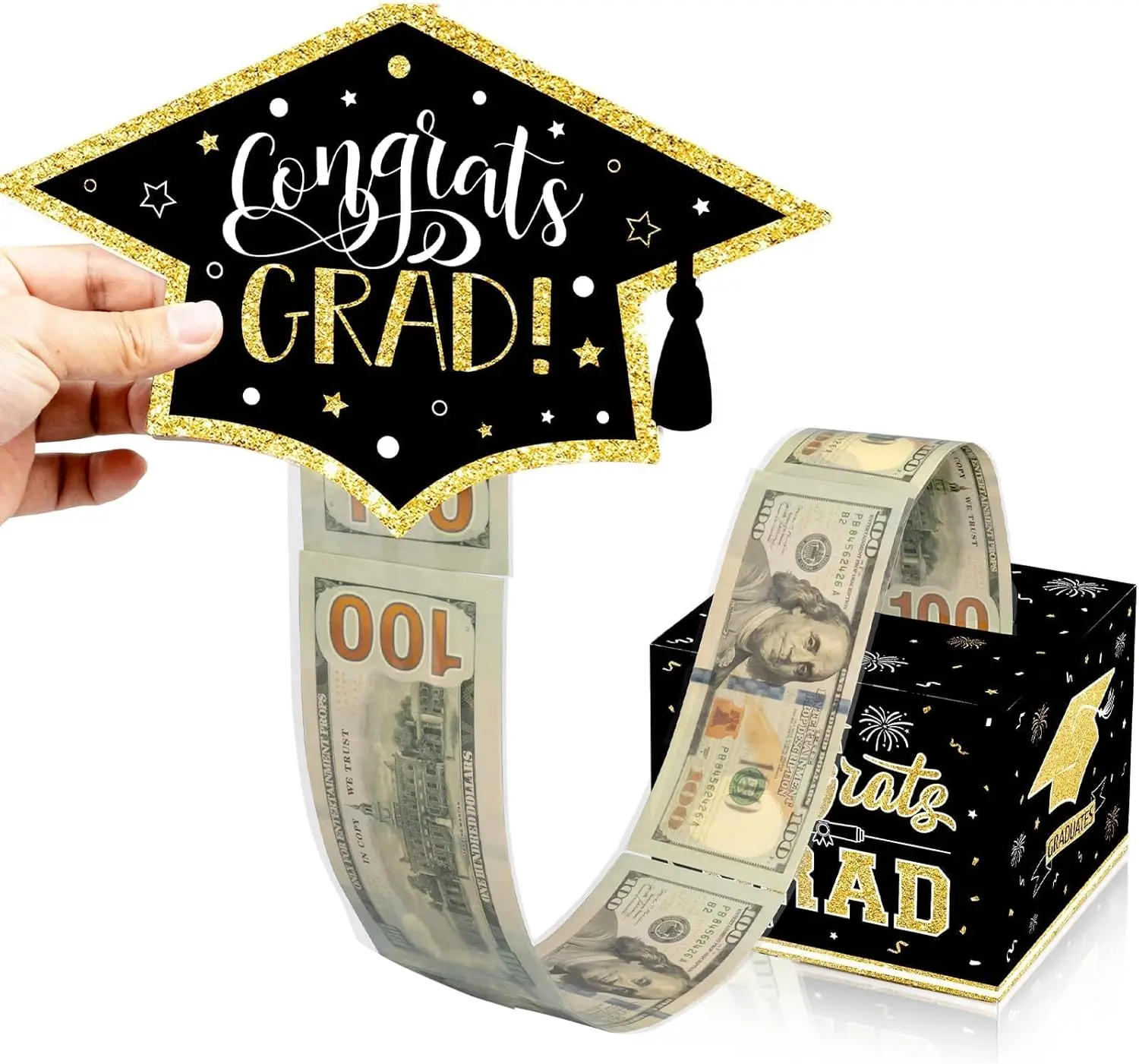 2026 Graduation Gifts, Class of 2026 Money Gift Box, Funny Surprise Cash Gift Idea Kit for Boys Girls College High School Congrats Grad Black Gold