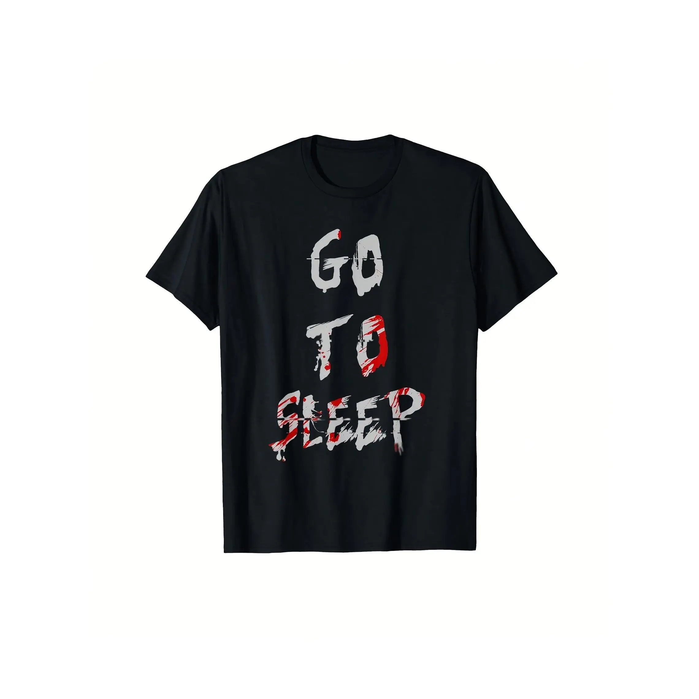Men's Oversized Jeff The Killer "Go To Sleep" Bloody Graphic T-Shirt - 100% Cotton, Shortleeve, Round Neck, Casual Menswear, Couples Matching Outfit, Fall & Halloween Apparel, S-XXXL Sizes