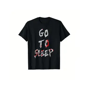 Men's Oversized Jeff The Killer "Go To Sleep" Bloody Graphic T-Shirt - 100% Cotton, Shortleeve, Round Neck, Casual Menswear, Couples Matching Outfit, Fall & Halloween Apparel, S-XXXL Sizes