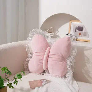 Elegant Butterfly-Shaped Pillow - Soft Lumbar Support Cushion, Exquisite Design for Bedroom, Living Room or Office Decor, Hand Wash Only | Floral Buds Pattern | Durable Fabric with Butterfly Embellishment