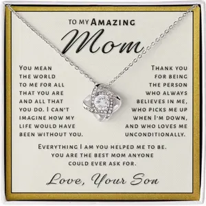 Gift for Mom From Son - Believes In Me Love Knot Necklace 7NT