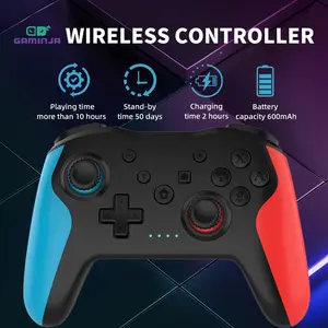 GAMINJA NS009 Wireless Game Controller, Rechargeable Portable Controller, Adjustable Dual Vibration, Six-Axis Gyroscope, Ultra-Low Latency for Switch/PC/TV Box Steam Games