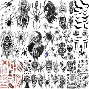 Teens 36 Sheets Large Black Arm Temporary Tattoos For Men Forearm Women Thigh, Half Sleeve Animals Lion Tiger Wolf Temp Tattoo Stickers Adults, Death Skull Compass Flower Fake Tattoos That Look Real Durable Teens
