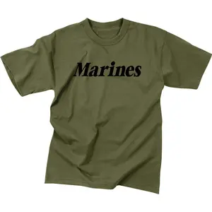 Olive Drab - MARINES Physical Training USMC PT T-Shirt, 100% Cotton