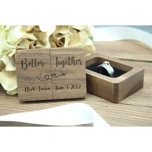 Puzzle Ring Box - Better Together Wooden Magnetic Wedding Organiser Felt Engraved Quad Insert Walnut