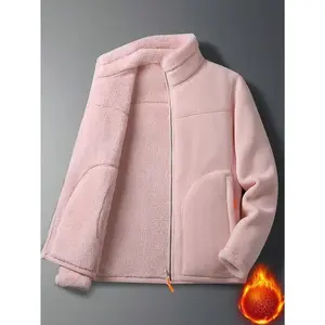 Women's Winter Windproof Jacket with Coral Fleece Lining & Stand Collar - Full-Zip Outdoor Sport Coat, Machine Washable Thick Insulated Shell for Skiing, Snowboarding, Hiking - Soft Warm Casual Winter Jacket, Winter Jackets for Women, Womens Winter