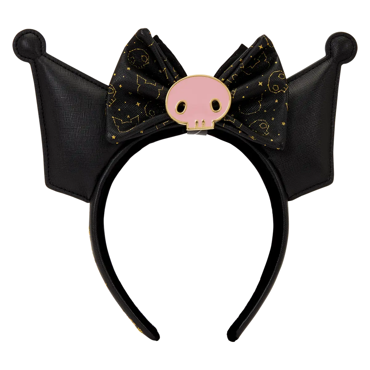 Goth Style Polyurethane Hairband with 3D Ears, Removable Anime Satin Bow & Skull Charm, Accessories for Women, Anime Bow Headbands, Bow Decoration Headbands