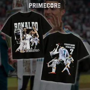 PRIMECORE Cristiano Ronaldo Tee, Soccer Fan Shirt, Cristiano Shirt, Soccer Tee, Sports Gift, Graphic Tee, Unisex Soccer Top Oversized Heavyweight Cotton Tshirt , Gift For Him