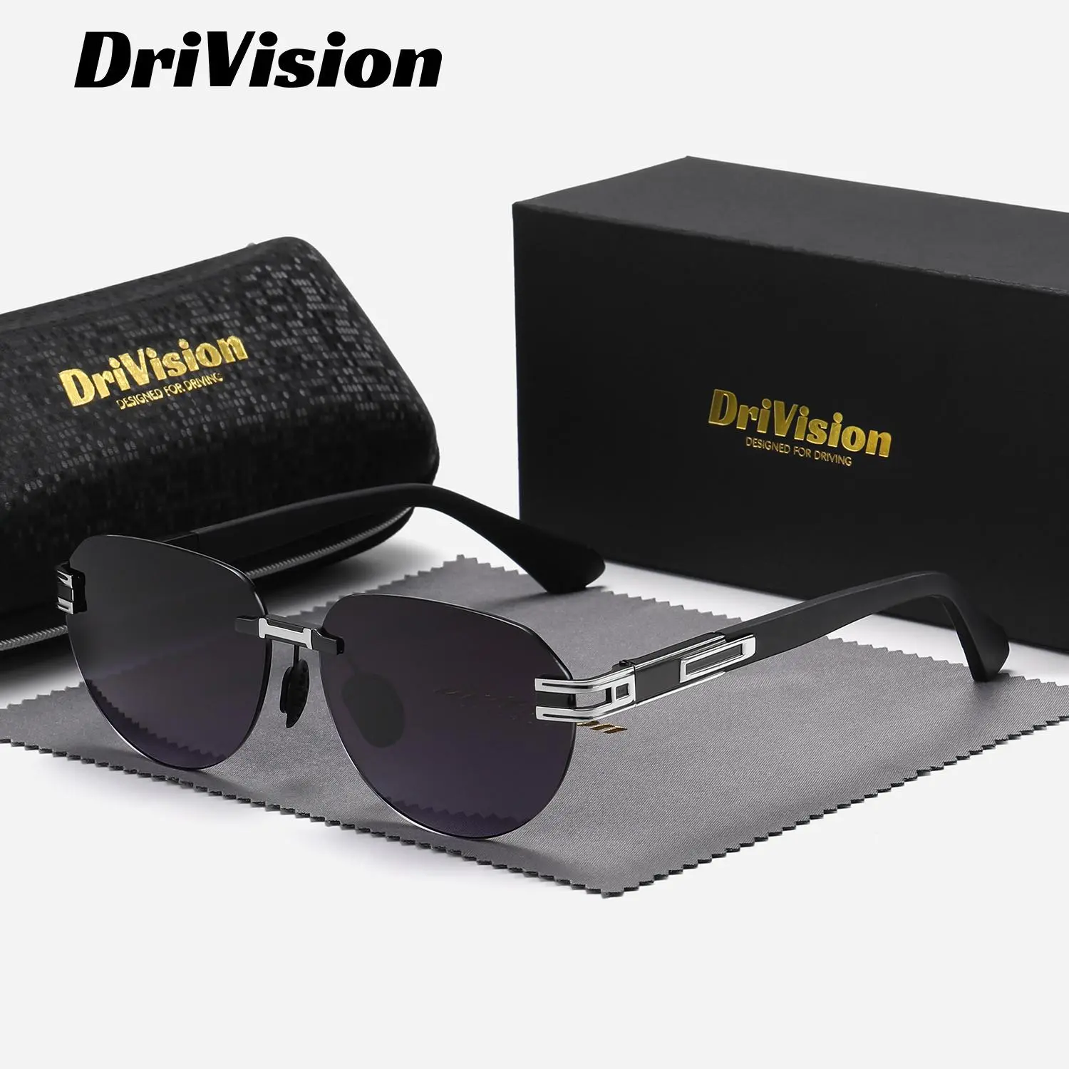 Drivision unisex fashion Premium Craftsmanship full-frame gradient sunglasses outdoor activities round frame Literary sunglasses UV400.