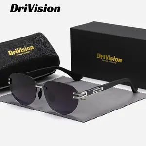 Drivision unisex fashion Premium Craftsmanship full-frame gradient sunglasses outdoor activities round frame Literary sunglasses UV400.