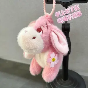 Anime Eeyore Donkey Pink Flower Stuffed Soft Keychain Girl Kawaii Backpack Pendant Decoration Doll Valentine Day Girl Gift Toy