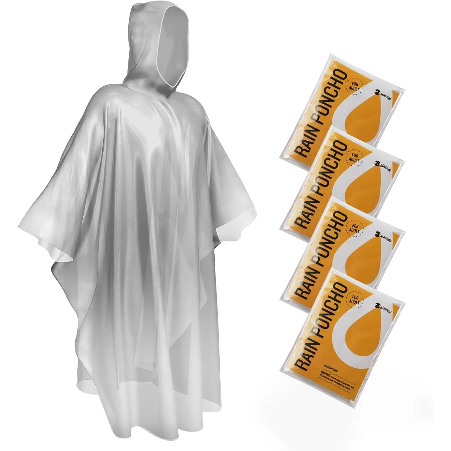 SaphiRose Disposable Rain Ponchos Emergency Clear Poncho