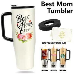 40oz Stainless Steel Tumbler - Portable Insulation Water Bottle, Leak-Free Vacuum Flask with Universal Silicone Adapter Ring, Fits All To-Go Cup Sizes, Floral Monogram, Unique Retirement Gift for Women