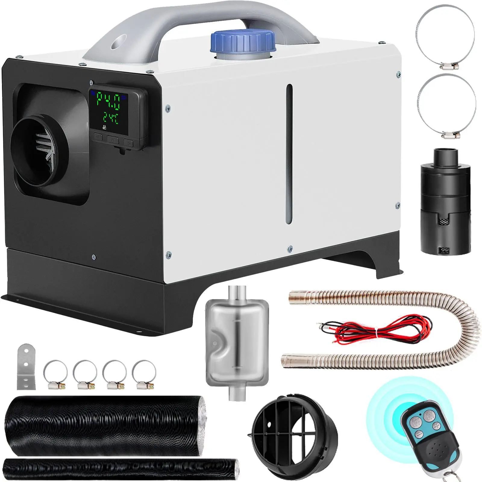 【Summerfinds】VEVOR Diesel Air Heater 8KW Parking Heater 12V Truck Heater, One Air Outlet, with Black LCD Switch, Remote Control, Fast Heating Compact Diesel Heater, For Car, RV Truck, Boat, Campervans, Caravans