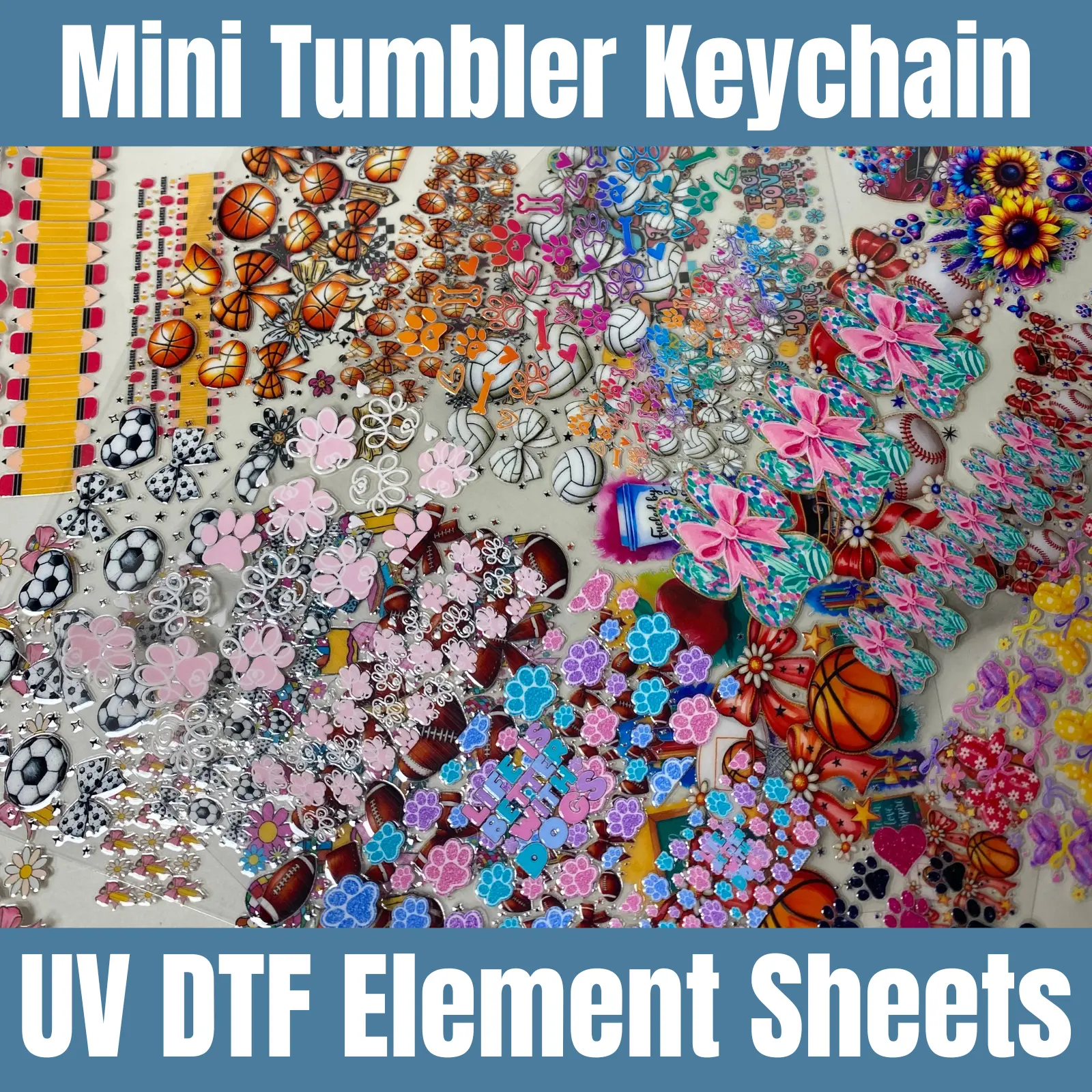 Mini Tumbler Keychain UV DTF Element Sheet, UV DTF Stickers, Mini Tumbler Wraps