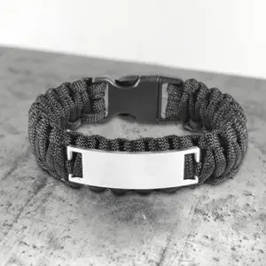 GTHIC Minimalist Paracord Braided Bracelet Stainless Steel Band for Men Daily Wear Fashion Accessories
