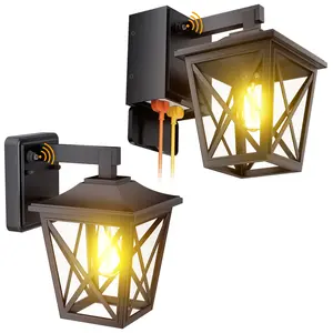 Porch Lights with Outlet Dusk to Dawn Waterproof Anti-Rust Aluminum Wall Sconce Light IP65 GFCI Outlet E26 Socket Black 2 Modes 15A 1800W