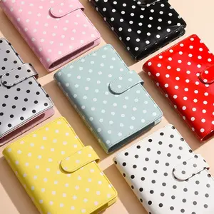 A6 Polka Dot Binder Notebook, Macaron Custom Cash Budget Planner, Refillable 6 Ring Loose Leaf Journal, Financial Planning Expense Tracking Notebook for Personal Budget Management