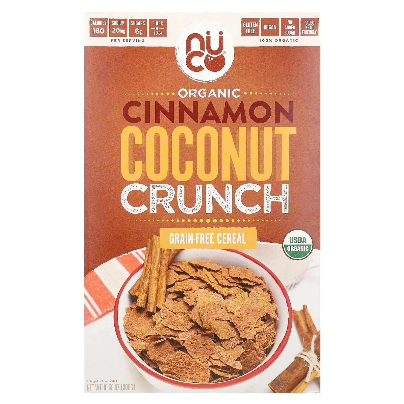 NUCO Organic, Grain-Free Cereal, Cinnamon Coconut Crunch, 10.58 oz (300 g) NUCO Organic, Grain-Free Cereal, Cinnamon Coconut Crunch, 10.58 oz (300 g)