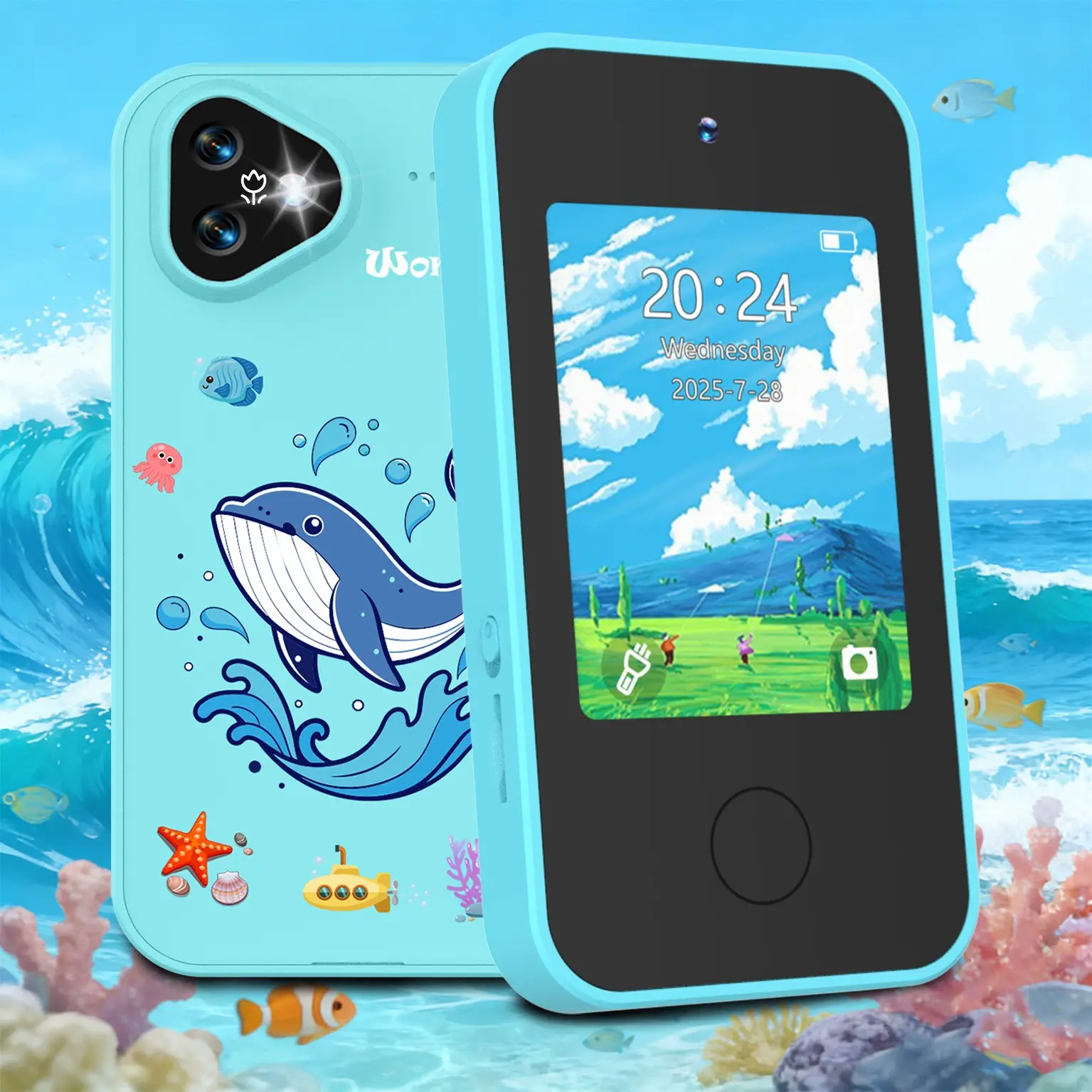 Smart Digital Toy Phone for Kids, 2.8-Inch Touchscreen, Educational Device, Games, Music, Abc Recognition, Puzzles, Ages 4+, Christmas Gift