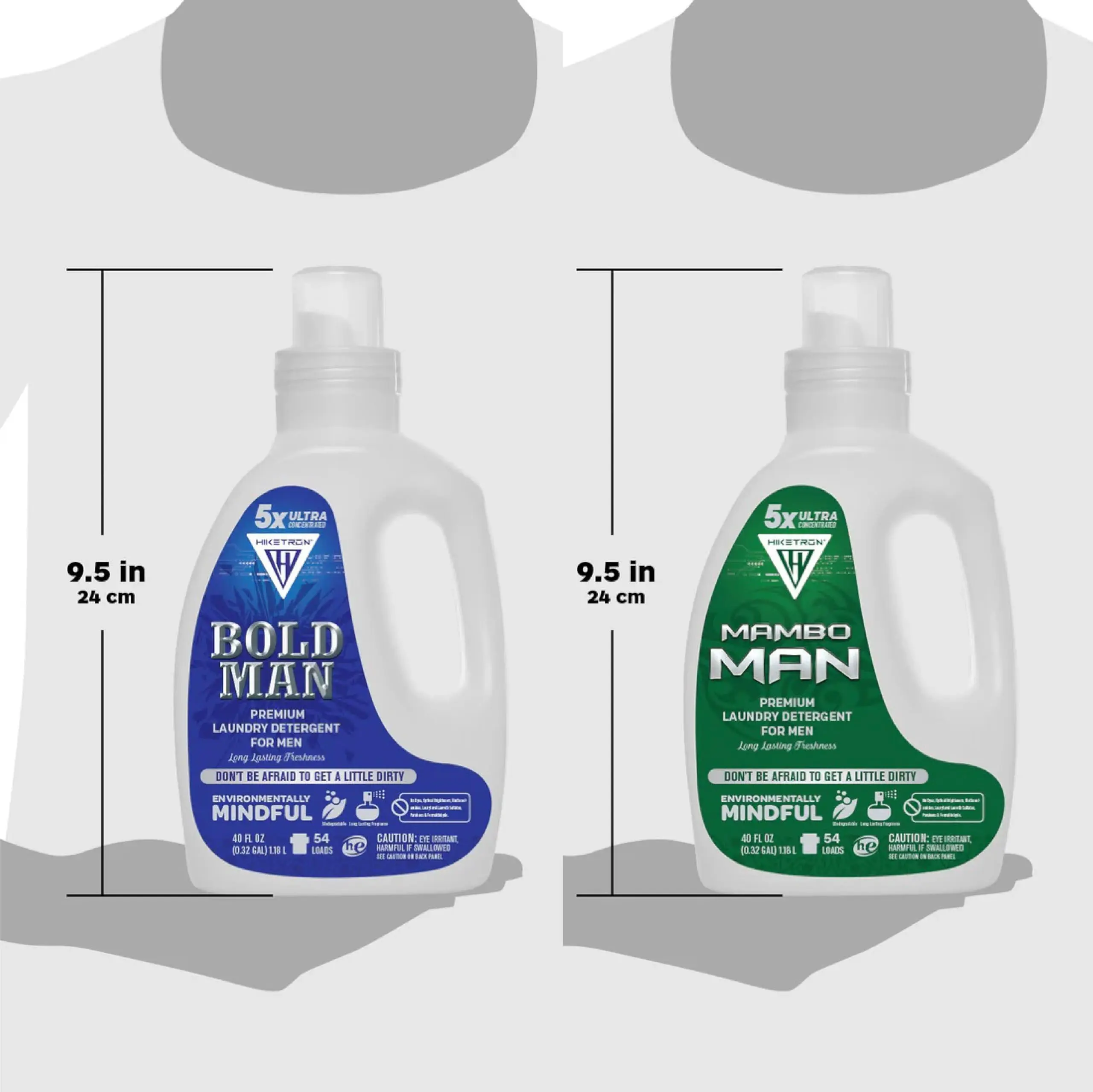Mambo Man & Bold Man 2-Pack Liquid Laundry Detergent Bundle, 5x Ultra Concentrated, Tough Stain Remover, Long-Lasting Scent, Purified Water, Dye-Free, Biodegradable, Phosphate-Free, 18+ (80 Fl Oz), Suit All Fabrics, Sugar-Based Surfactants, Clothing Care,