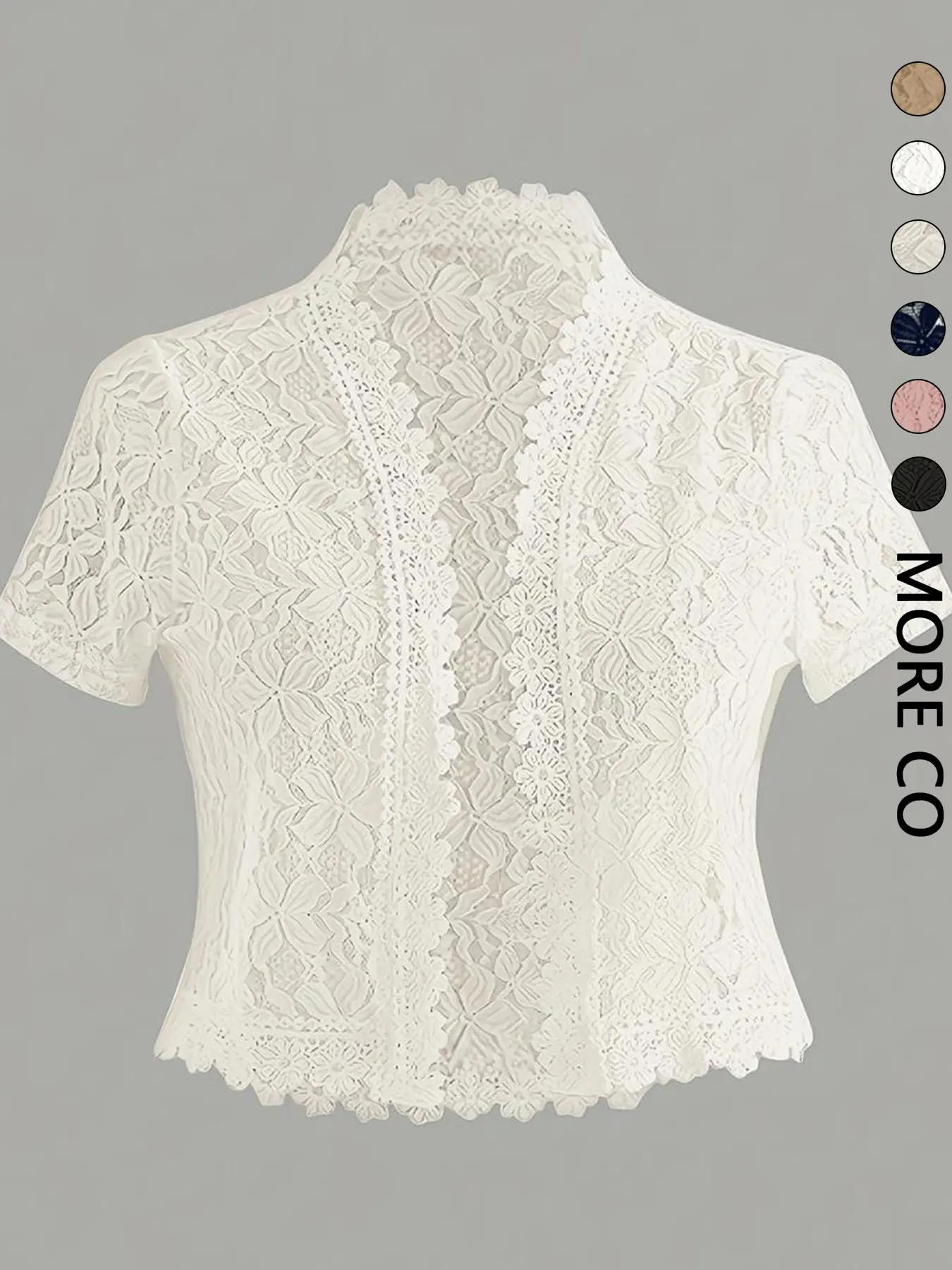 Summer Solid Color Lace Plant Patchwork Casual Open Front Short Jacket Women, Perfect for Holiday Parties, Stylish and Comfortable Outerwear Tops