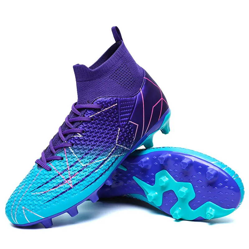 Youth Athletic Soccer Shoes for Boys and Girls, Lace-up PU Leather Cleats for Outdoor Turf Training, Outdoor Play, Leather & Faux Leather