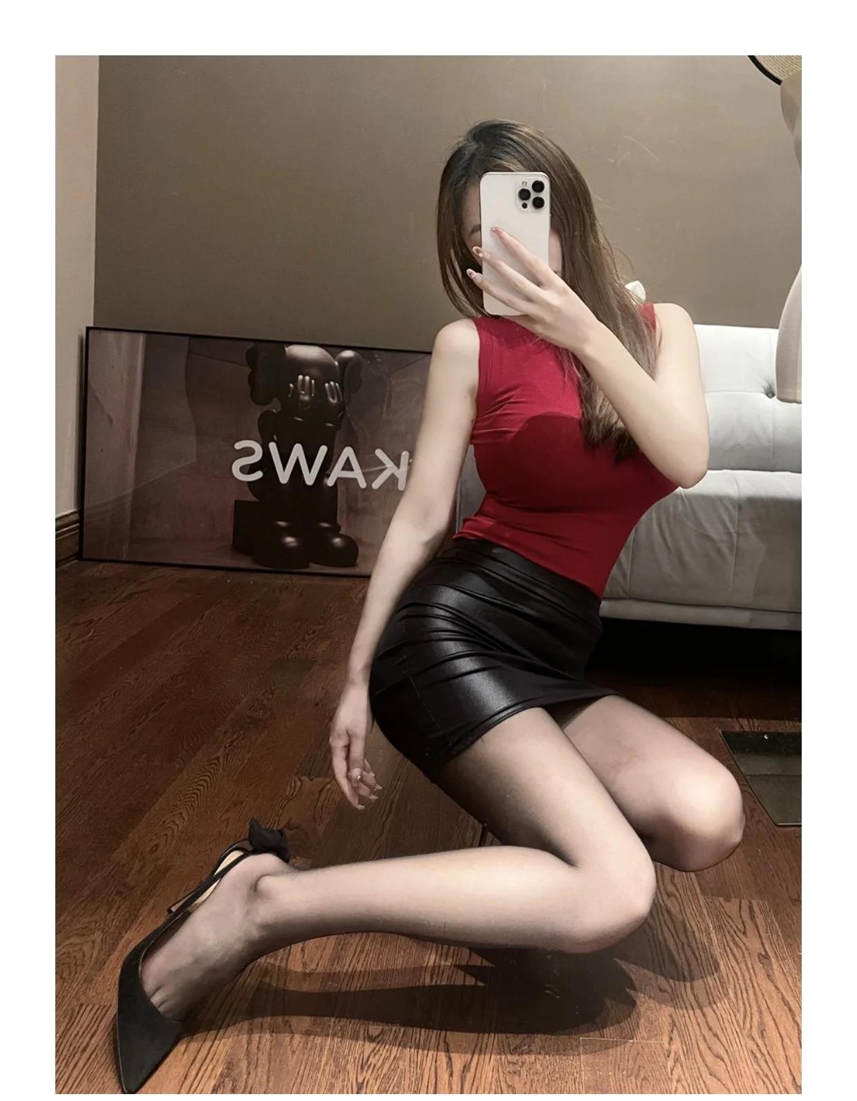 Leather Matte Mini PU High Waist Skirt