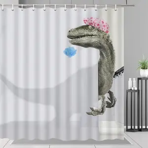 1pc Dinosaurs Shower Curtain Funny Animals Taking a Bath Pattern Print Stylish Bathroom Decor, Polyester Shower Curtain for Home, Hotel, Apartment, Dorm, Spa,With Hooks,For Family Friend, Bathroom Decoration Accessories