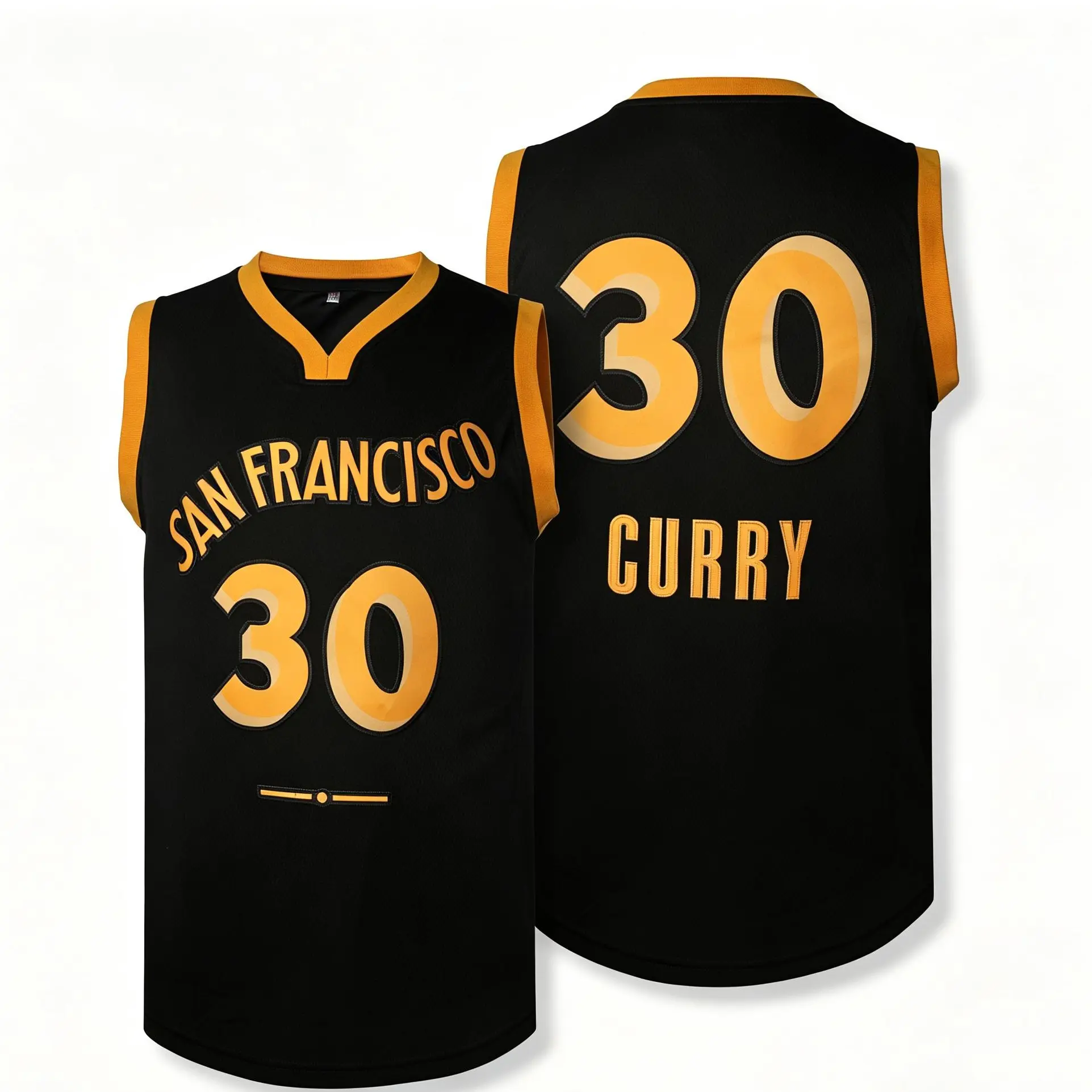 Men's #30 Black Basketball Jersey - Breathable Polyester, Sleeveless V-Neck, Stitched Lettering, Loose Fit Workout Top for Summer Casual Outings, Sports & Outdoor Activities