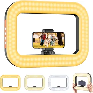 Portable Handheld Selfie Ring Light with 8000mAh Battery & Tripod Stand - 3 Color Modes (Warm/Cool/Daylight), Rechargeable Fill Light for Phone Vlogging, YouTube, TikTok, Instagram Live Streaming, Makeup