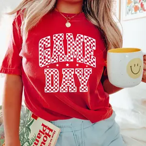 Comfort Colors Shirt, Game Day Shirt, Football Shirt, Red and Black, Women's Football, Preppy Football, Football Mom, Cute Football Shirt