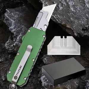 Aluminum knife, multifunctional cutting tool, quick replacement of blades. Bring 10 carbon steel blades as a gift for friends  tech  knives