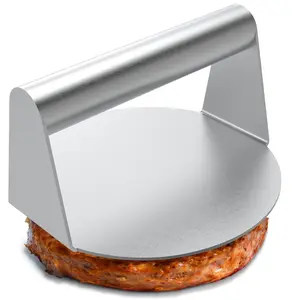Stainless Steel Burger Press, 1 Count Round Smash Burger Press, Non-stick Smasher Hamburger Press, Meat Patty Maker for Flat Top Griddle, Grill, Barbecue Utensils, Kitchen Tool, Kitchen Gadget