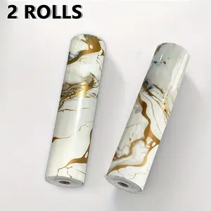 Self-Adhesive Marble Effect Wallpaper Roll, Full Coverage Decorative Wall Sticker, Home Renovation Foam Paper, Marble Pattern Wallpaper, 40cm X 3m, Living Room Bathroom Kitchen Dorm, Peel And Stick Wallpaper Designs