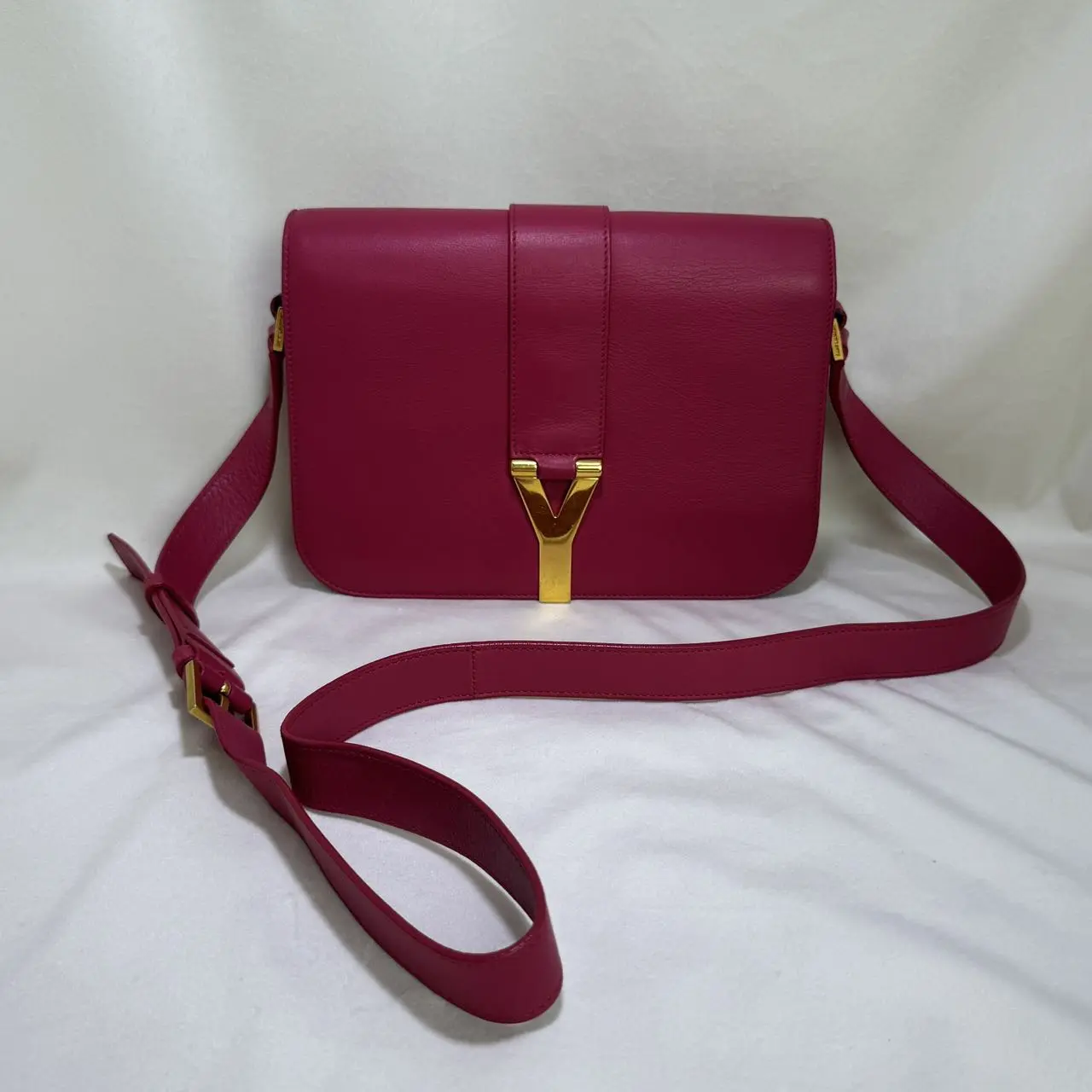 Pre-owned Yves Saint Laurent YSL Monica Leather Crossbody Handbag Flap Bag, Adjustable Strap Purse, Casual Shoulder Bag