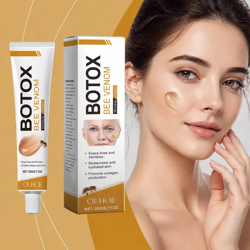 Bee Venom Botox Face Cream with Hyaluronic Acid & Hexapeptide, Firming Smoothing Moisturizer for All Skin Types