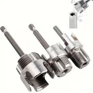 3pcs Heavy-Duty PVC/Plastic Pipe Threading Tool Kit with 1/2"/3/4"/1" Male/Female Threads - Compatible for PVC, PPR, MPP Pipes & Drill Press/Screwdriver - DIY & Professional Plumbing Installation Set