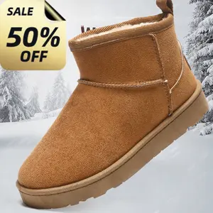 Women's Platform Snow Boots for Women Winter Genuine Suede Ankle Mini Boots with Lined Active Walking Shoes Footwear Girl